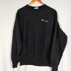 Vintage Champion Reverse Weave M Black Crewneck Sweatshirt 90s Y2k
